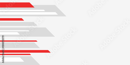 Abstract creative background, web banner. Abstract horizontal lines composition. Red white and gray stripes. Vector color illustration in flat style.