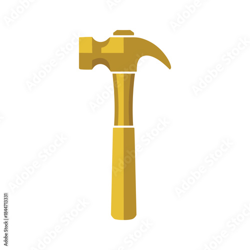 Golden hammer illustration on white background