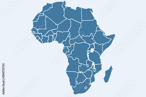 Flat Vector Map of Africa Continent in Solid Color — Bold Minimal High-Resolution Infographic