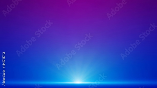 Blue and purple gradient background with bright light at bottom center and colorful abstract glow