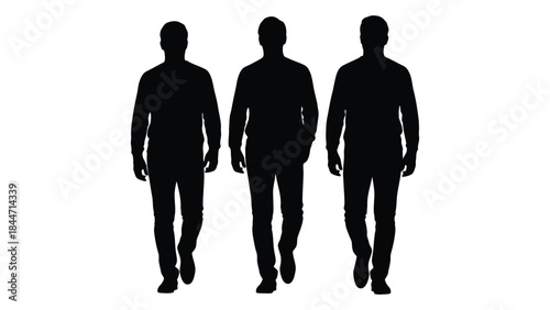 Three men standing together full body view captured in a dark striking silhouette