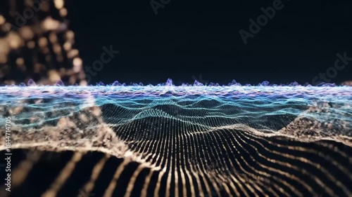 Abstract Waveform Visualization - A visually appealing digital representation of audio or data displayed as an abstract waveform.