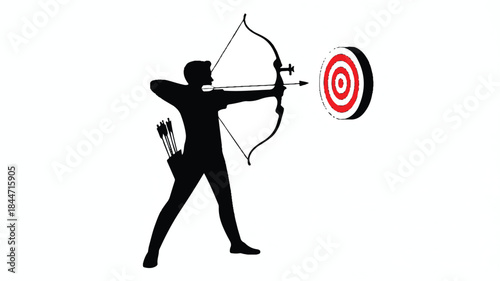 Archer hitting target with arrow