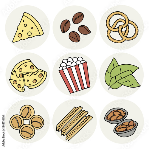 A Collection of Delicious Food Icons From Savory Snacks to Sweet Treats