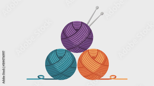 Colorful balls of yarn for knitting