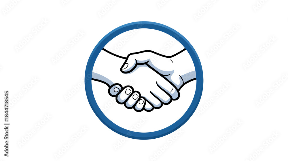 Fototapeta premium Handshake in Blue Circle