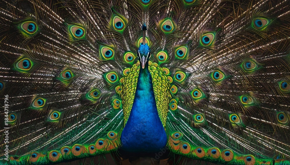 Fototapeta premium peacock with feathers out
