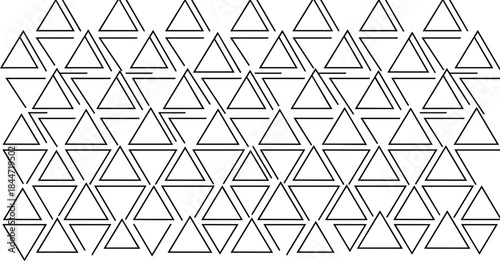 Seamless geometric triangle line pattern featuring overlapping outlined shapes for modern backgrounds, packaging design, branding projects, textiles and abstract decoration