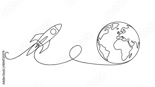 Rocket ship launching into space