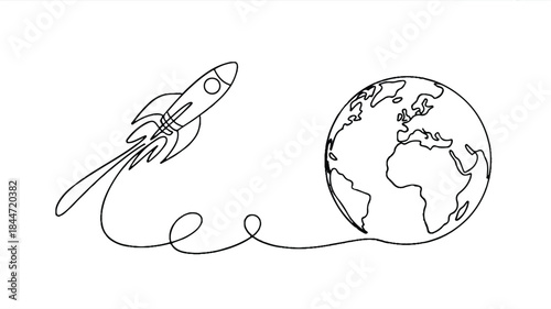 Rocket launching into space near the Earth