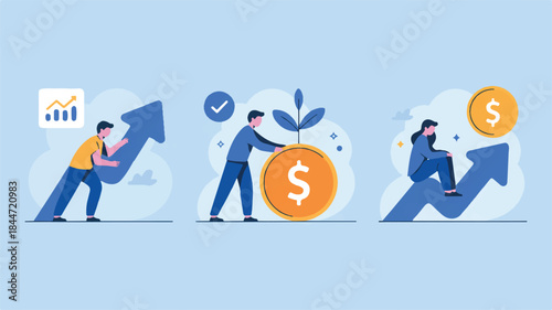 Business growth and financial success concept illustration