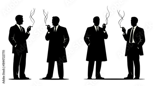 Smoker Silhouette: A collection of four silhouette of people smoking with different pose, each exuding an air of sophistication.