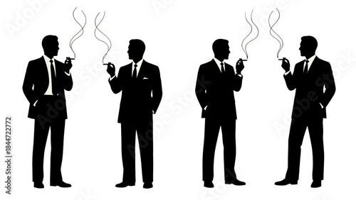 Classic Silhouette: Silhouette of a well-dressed gentleman, enjoying a pipe, exuding an air of sophistication and vintage charm.