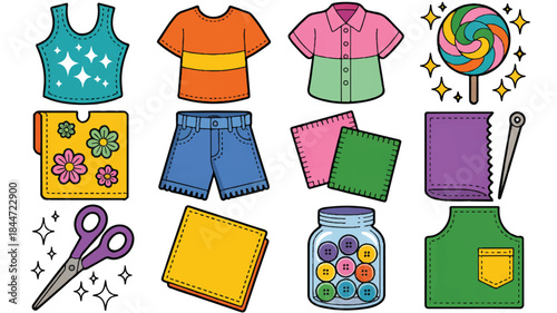 Colorful sewing elements collection