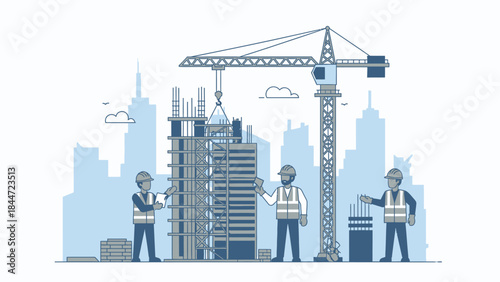 Modern Construction Industry Concept with Building Development Vector
