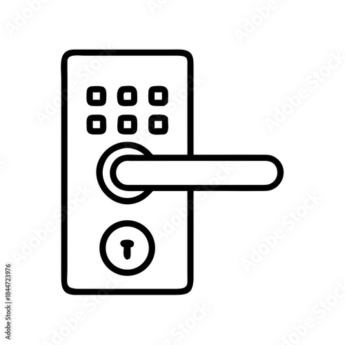 Digital door lock with keypad and handle in minimalist design  