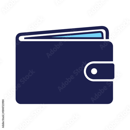 Dark blue wallet with snap closure and cards inside