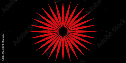 Bright red starburst fractal explosion of fire and color against a black night space background