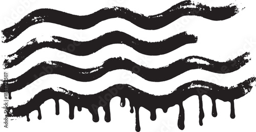 Black paint strokes create a textured background with flowing lines. This digital vector illustration showcases a modern, abstract design.