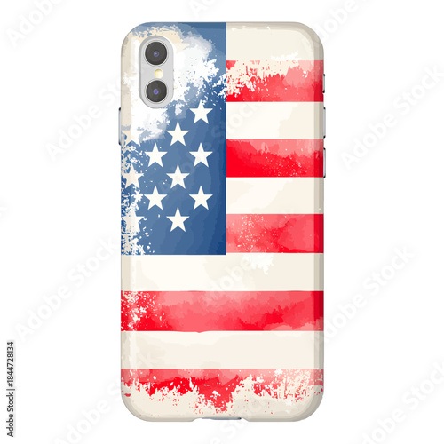 Watercolor Distressed American Flag Phone Case Vector Illustration
