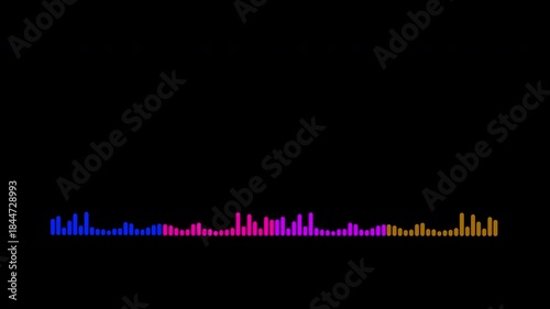 Colorful audio line and waveform spectrum animation, 4k
