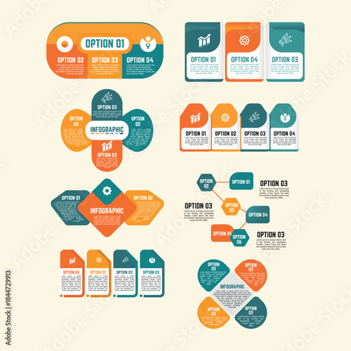 Set of infographic elements data visualization vector design template. Can be used for steps, options, business process, workflow, diagram