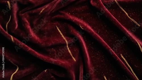 Rich burgundy velvet fabric with gold detailing texture and elegance