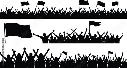 Silhouette of a group celebrating with a trophy