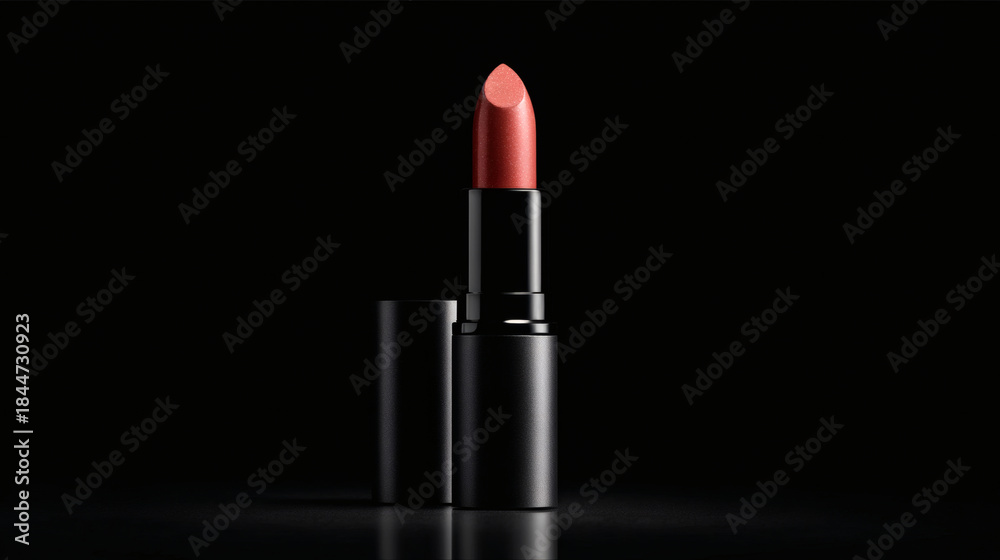 Obraz premium Luxury Coral Lipstick on Black Background