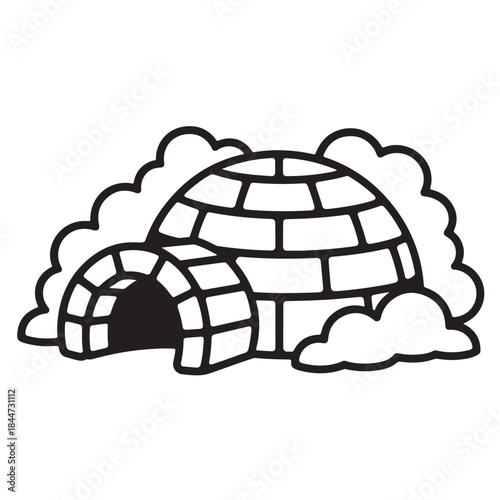 Winter igloo symbol in clean outline style