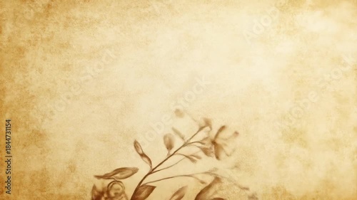 Vintage floral background with delicate botanical illustrations and textured paper