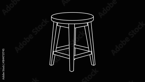 Photos Simple White Line Drawing of a Stool.