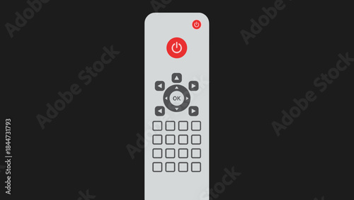 White Television Remote Control on Black Background.