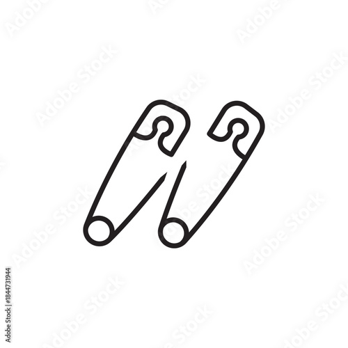 Minimalist pair of outline safety pins icon vector image Essential tool for sewing crafts baby items secure fastening