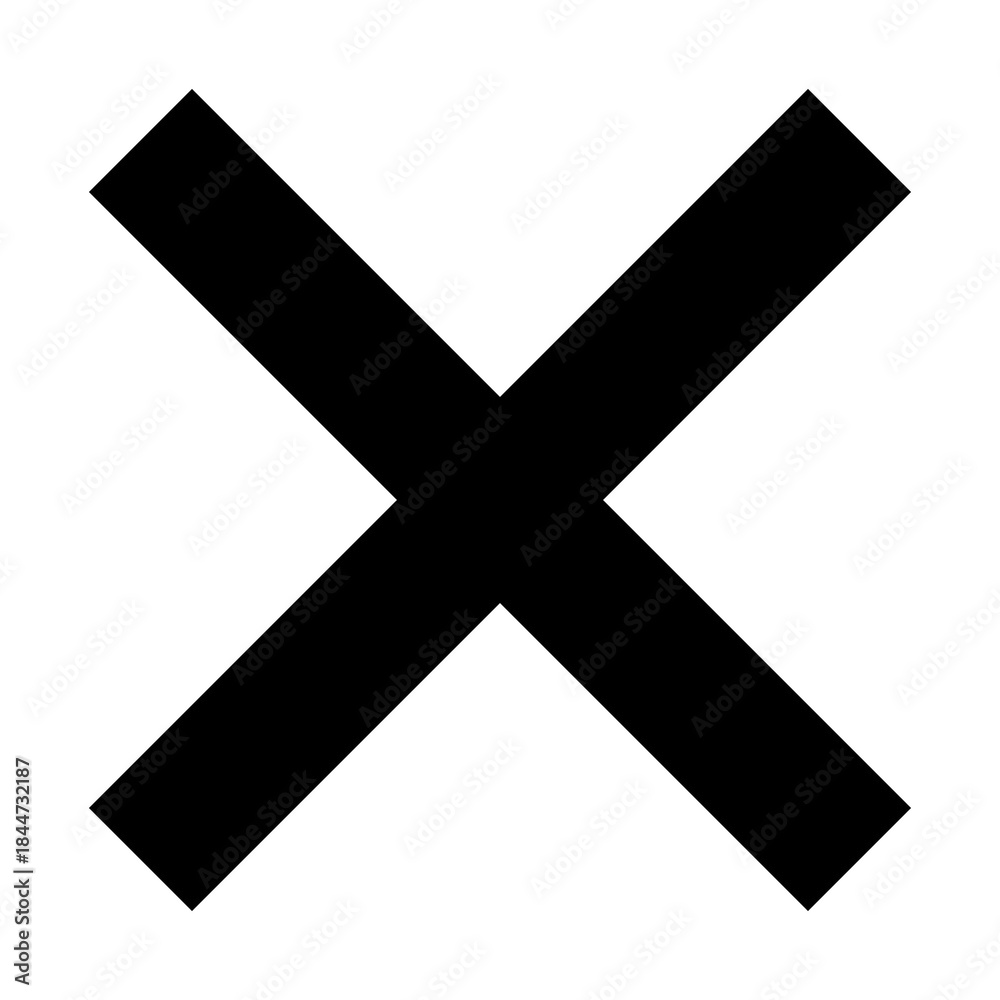 Obraz premium Black Cross Sign. Black Cross Mark, No, Delete Icon. Stop Sign, Cancel Symbol.