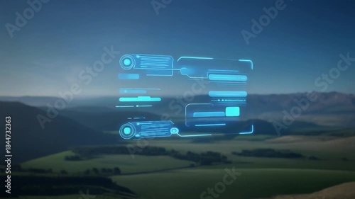 【透過ディスプレイ】窓ガラスのようなUIの流動的なシームレスループ1