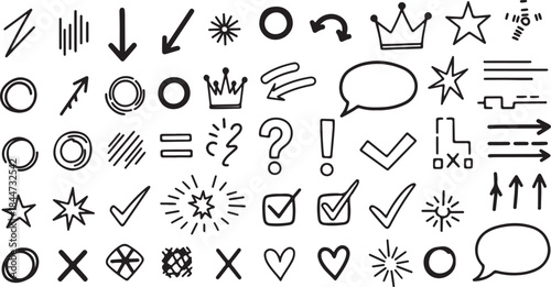 Collection of diverse black and white icons representing various symbols and concepts ideal for design and web projects