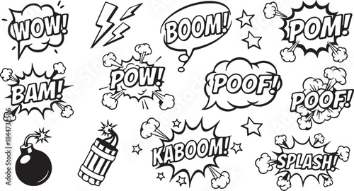 Comic Book Sound Effects Collection  Wow Boom Pow Bam Kaboom Splash and More