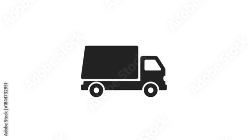 Simple Black Delivery Truck Illustration.