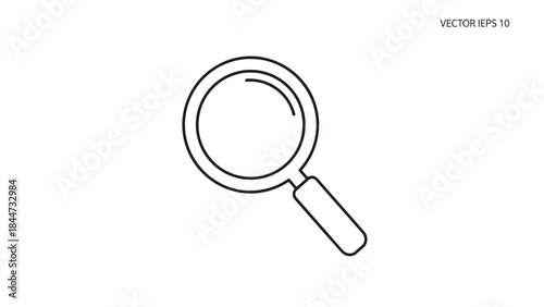 Simple Line Drawing of a Magnifying Glass.