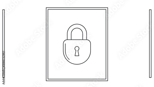 Simple Line Drawing of a Padlock.