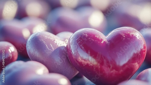 Footage A heart shaped object surrounded by multiple smaller hearts, perfect for romantic and love themed projects