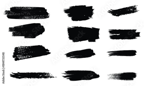 Collection of black brush strokes on white background