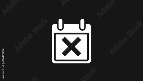 Calendar Icon Marked with Cross Symbol.