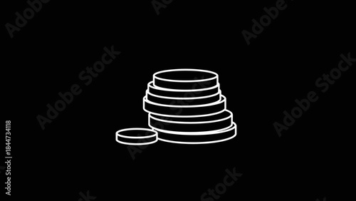 Stack of Coins Isolated on Black.