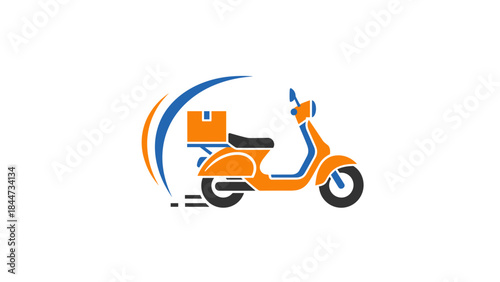 Orange Scooter with Delivery Box Graphic.