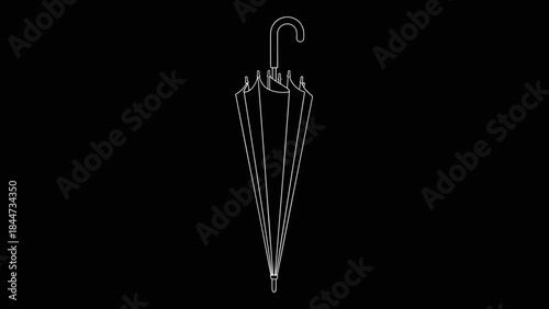 White Umbrella with Curved Handle Isolated.