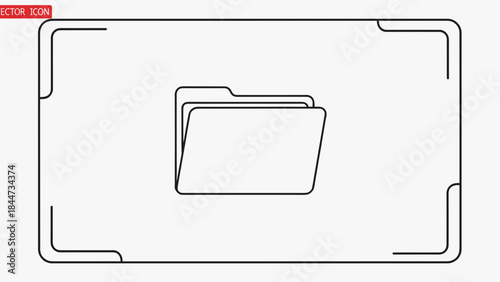 Simple Line Drawing of Folder in Envelope.