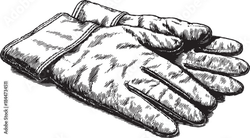 Leather gloves as protective handwear for work and safety. Detailed vector illustration showcases realistic style and texture.