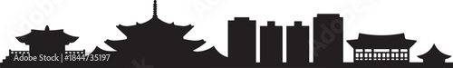 Jeonju with South Korea Skyline. design Vector black silhouette